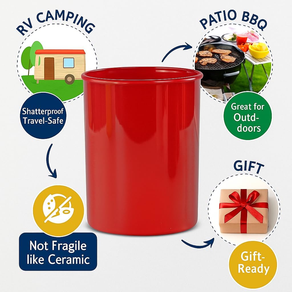 Reston Lloyd Extra-Large Multipurpose Utensil Crock for – BPA-Free Plastic Kitchen Tool Holder for Countertop, Camping, RV, Craft Desk, Wine Cooler, Garden, Patio Organizer, Lemon