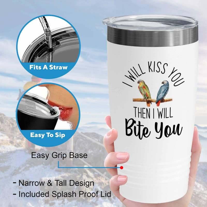 Bird Lover White Edition Viking Tumbler 20oz - Kiss Then bite You - Hu