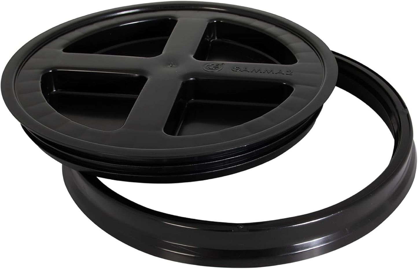 GAMMA2 Gamma Seal Lid - Pet Food Storage Container Lids - Fits 3.5, 5, 6, & 7 Gallon Buckets, Black, Made in USA