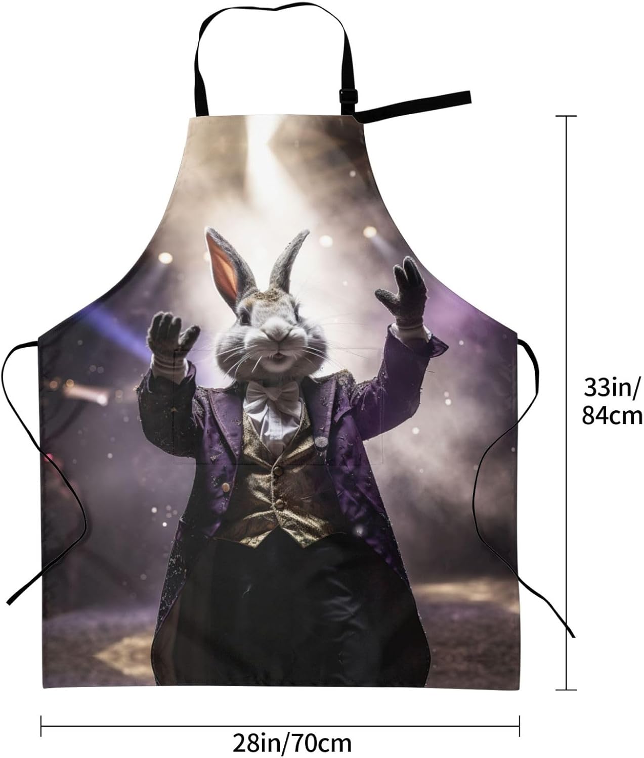Magician rabbit print Waterproof apron with pocket adjustable cooking apron for adult kitchen bibs to bake