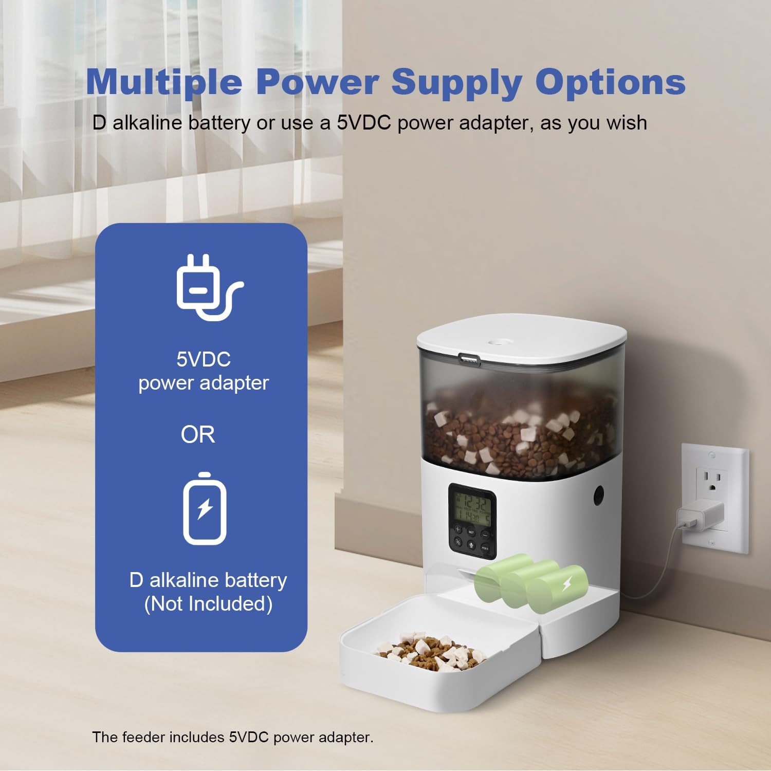 Automatic Cat Feeder, 4L Cat Food Dispenser with 10s Voice Recorder, P