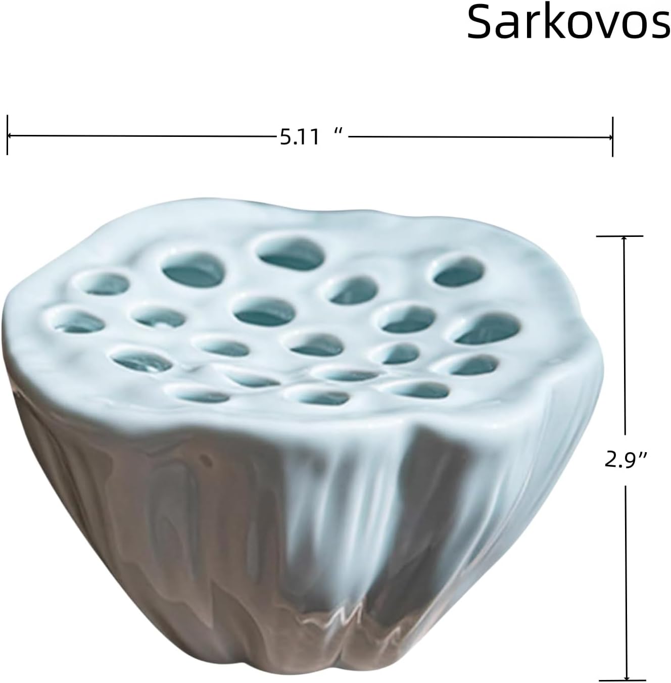 Lotus Shaped Flower Arrangement Vase Ceramic Flower Pot (Light Cyan)