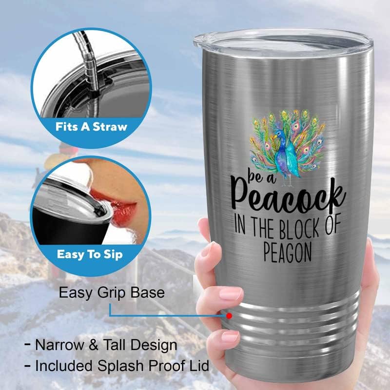 Bird Lover Silver Edition Viking Tumbler 20oz - Peacock Block pgeons - Hummingbird Nest Cage Parrot Dad Gardening Outdoor Birdwatcher Feeder