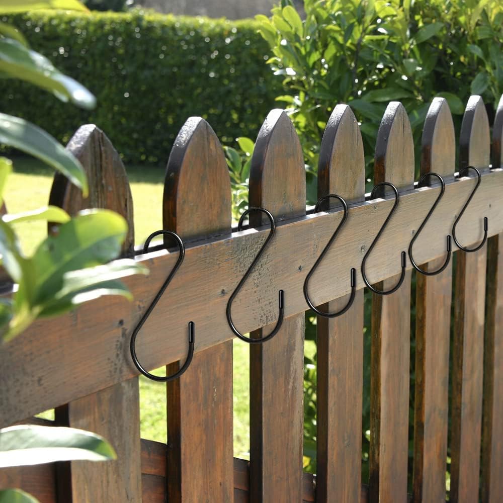30 Pack S Hooks, 3.54 In Matte Black Heavy Duty Metal S Hooks Can with Stand, Up to 33 lbs, For Kitchen, Office, Garden or Outdoor, Hanging Plants, Clothes, Pots, Pans, Cups, Bags, Jewelry, Towels