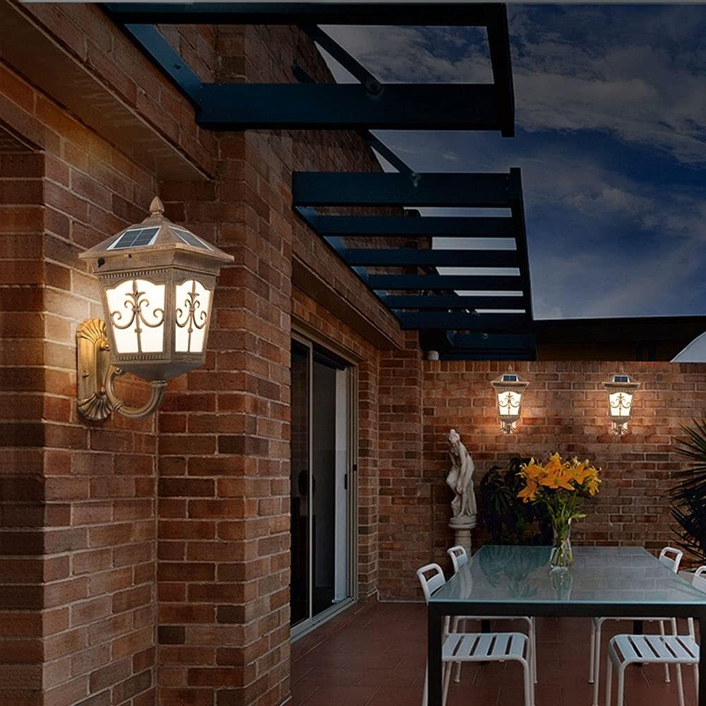 Solar Fence Light Outdoor Wall Lamp, Retro Outdoor Wall Sconce Lightin