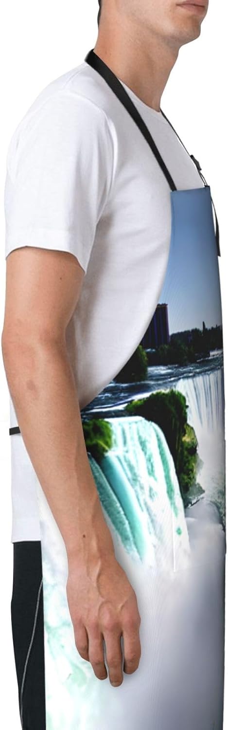 Niagara Fall print Waterproof apron with pocket adjustable cooking apron for adult kitchen bibs to bake