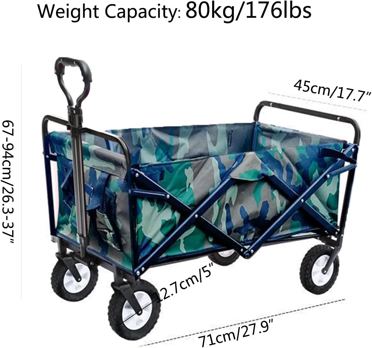Collapsible Folding Wagon for Outdoor Use - Utility Garden Cart with A