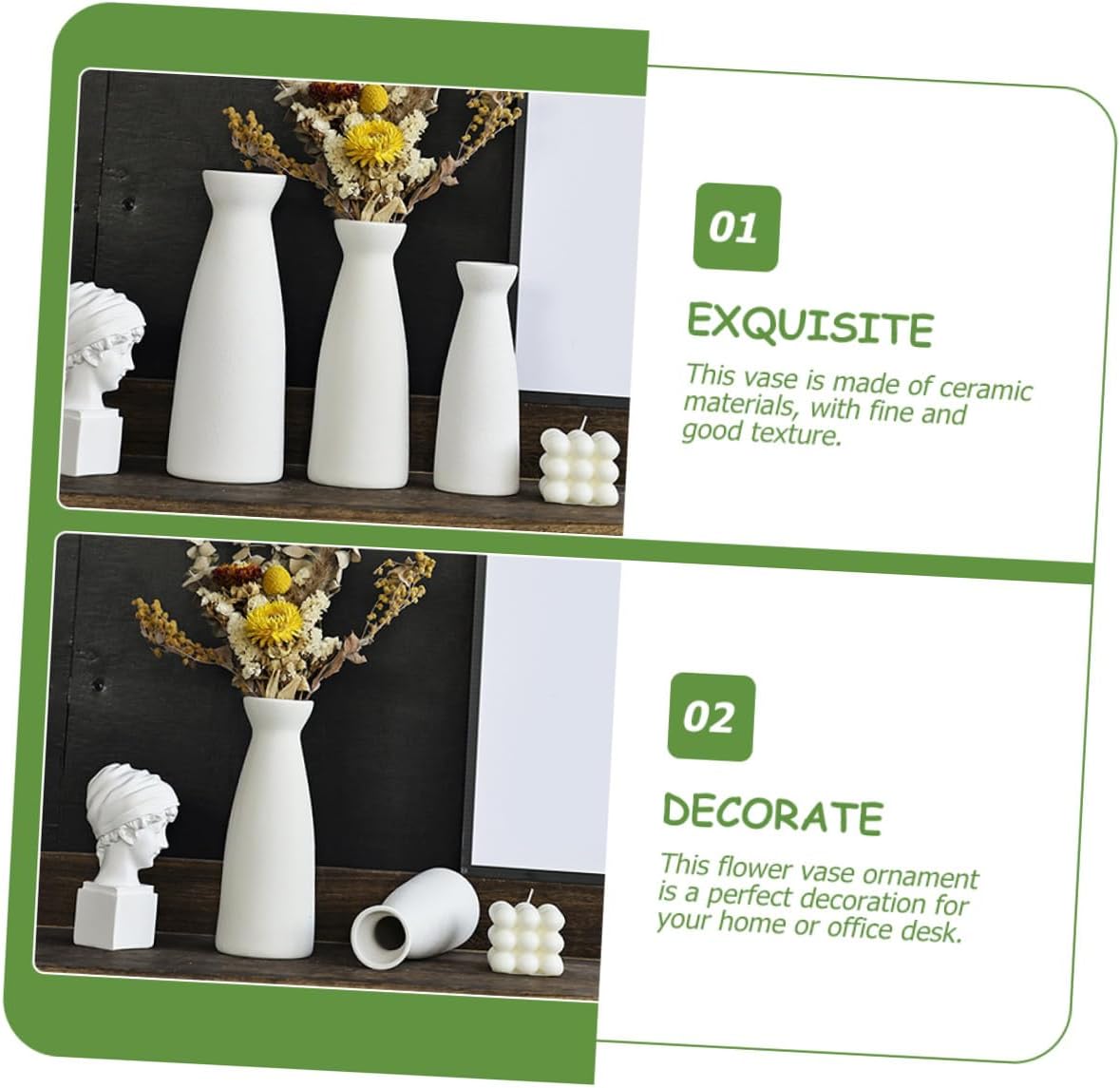 BESTOYARD Ceramic Flower Vase Mini White Planter Home Décor Floral Pot