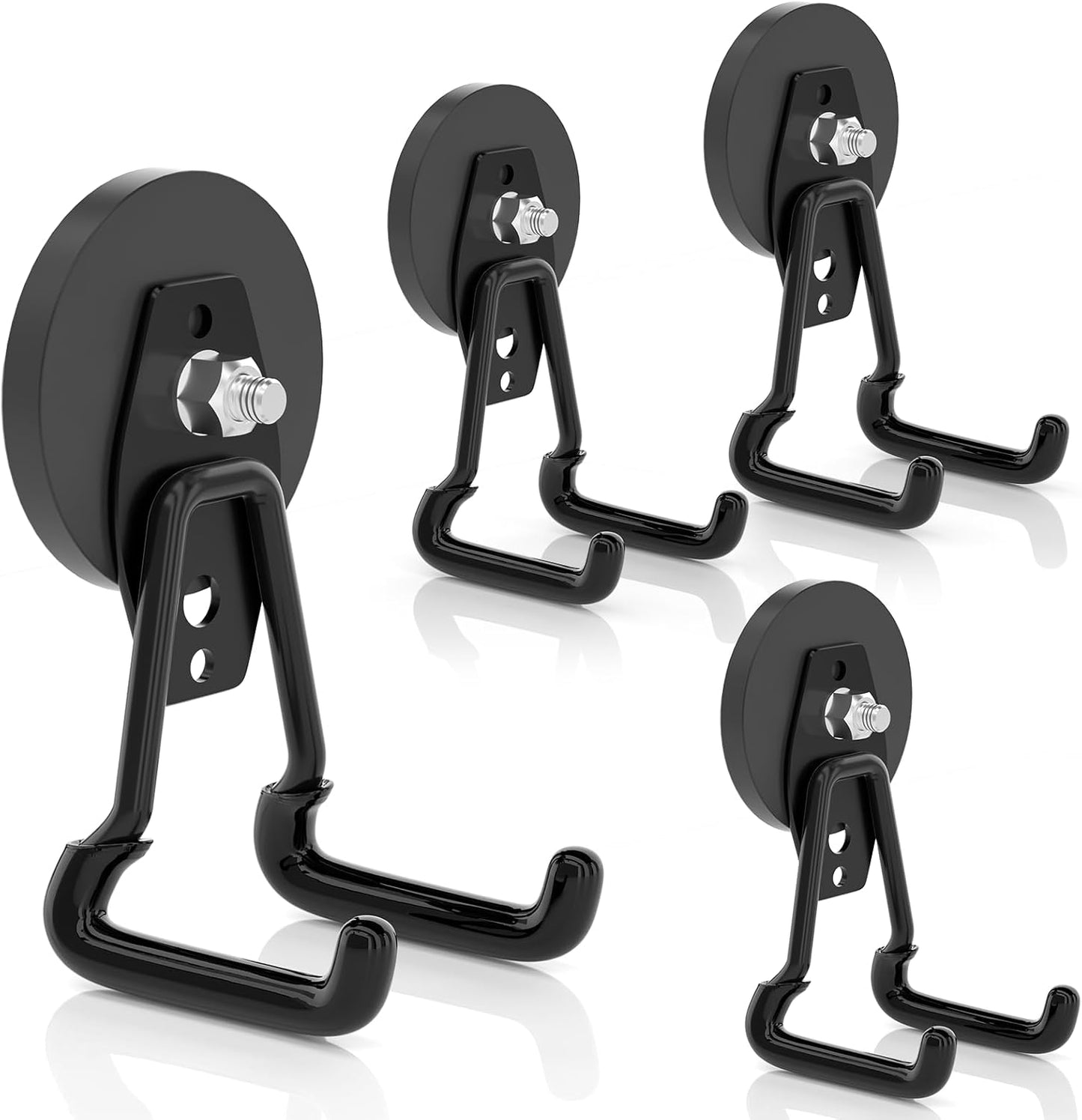 ENUODA Strong Magnetic Hooks Heavy Duty Upgraded Magnets with Hooks Magnetic Garage Hooks for Hanging Shovel, Broom, Wreath, Garden Tool, Toolbox, Shed, Gargae, Locker, 4PCS