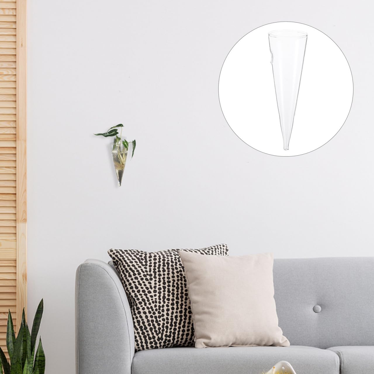 BESTOYARD 2 Pcs Wall-Mounted Vase, 6-Inches Cone Shape Transparent Hydroponic Planter for Flowers, Hanging Wall Decor for Home, Office, Balcony, and Indoor Spaces