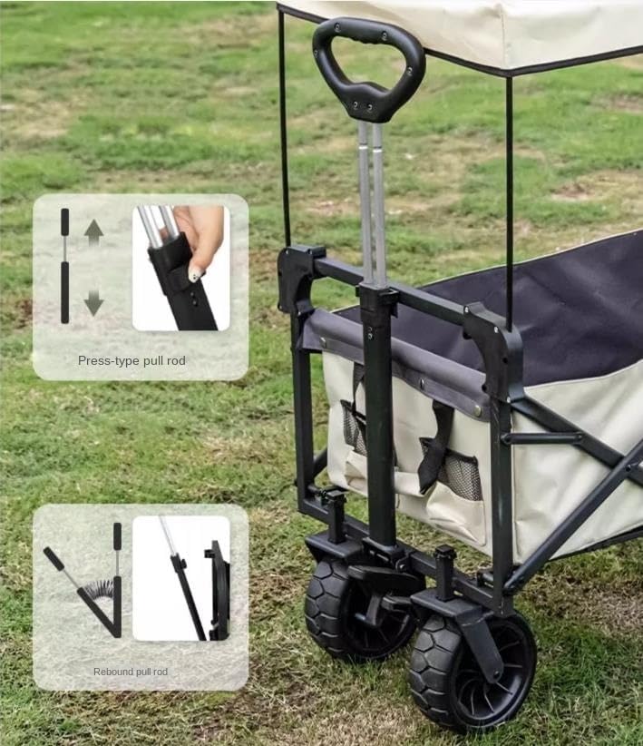 Portable Camping Cart,Outdoor Folding Camping Beach Wagon Cart with Re