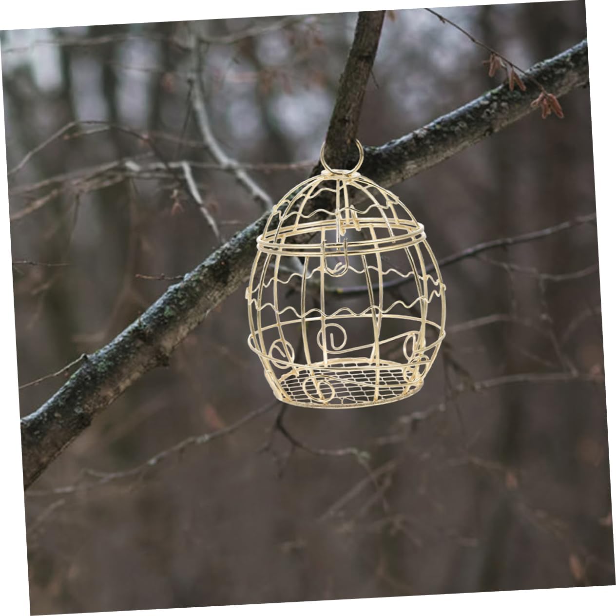 Milisten 4pcs Retro Hanging Bird Feeders Windproof Metal Wild Bird Food Container for Attracting Goldfinches Sparrows and Finches for Outdoor Spaces