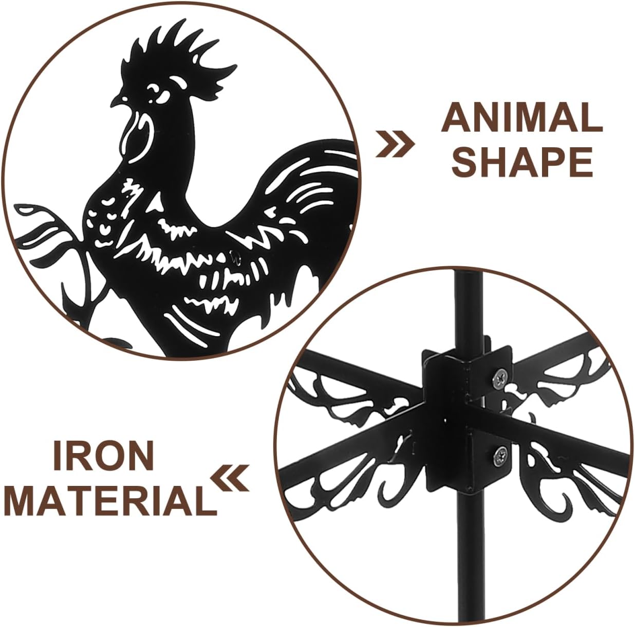 Rooster Weather Vane Roof Mounted Wind Direction Indicator Metal Weather Vane for Garden Farmhouse Patio Outdoor D Cor