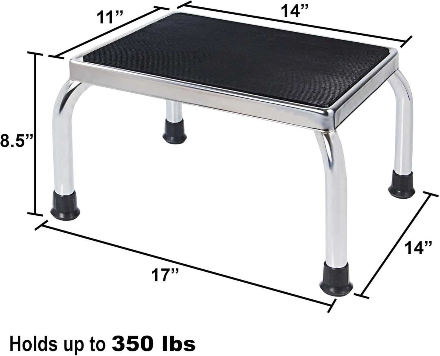 Vaunn Medical Foot Step Stool 350lbs Heavy-Duty Welded Steel Legs, Fully Welded Single Construction Frame, Anti-Skid Rubber Platform