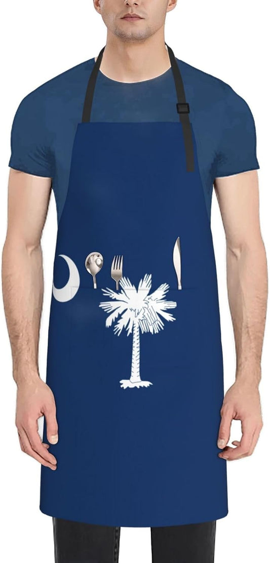 South Carolina Flag print Waterproof chef's apron with pocket apron for kitchen cooking baking barbecue and gardening