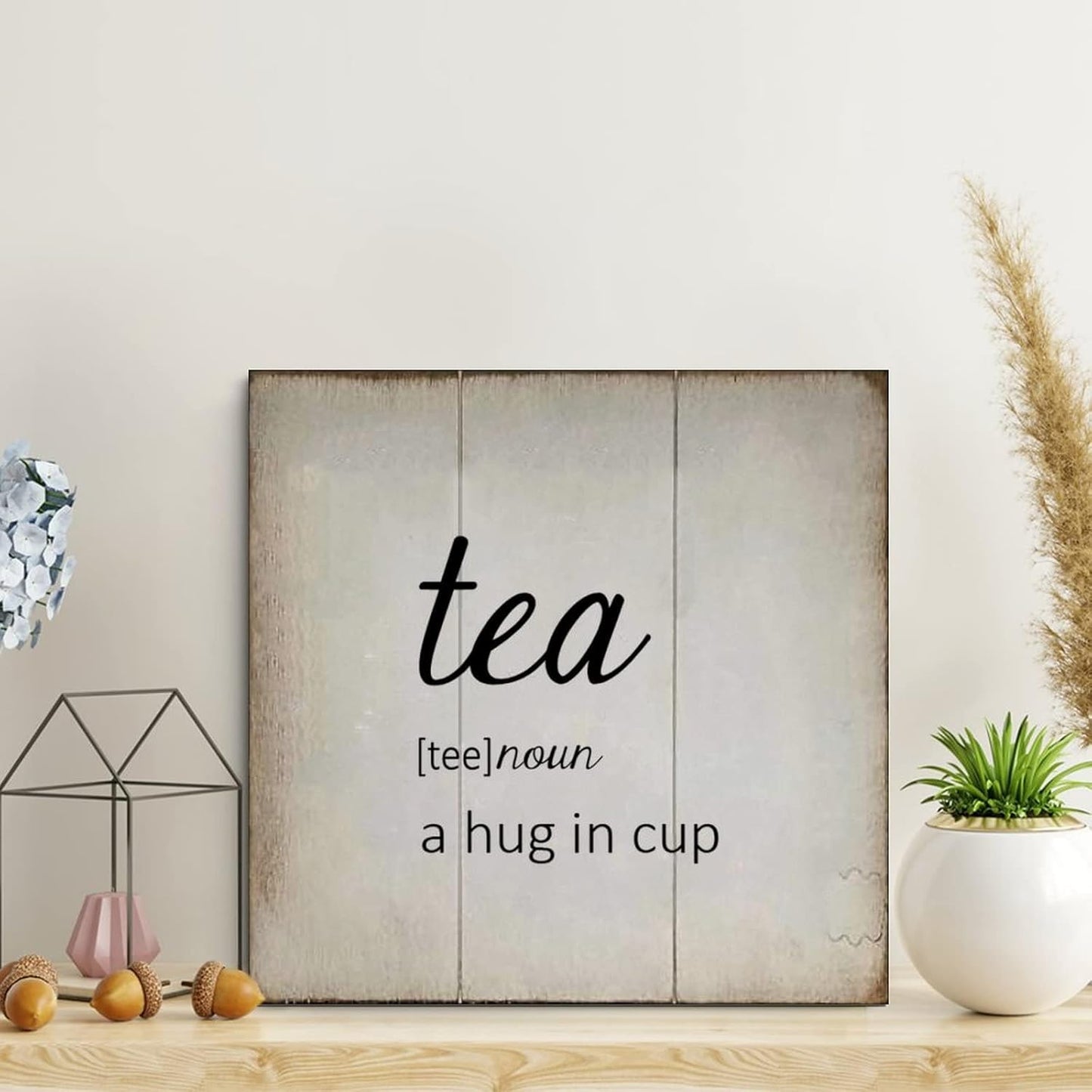 LITTLEGROVE SEEDS Rustic Wood Signs Tea Definition Typography Wood Plaque Tea Wall Decorations for Living Room Rustic Wall Art for Home Man Cave Door Porch Garden Party 16x16in