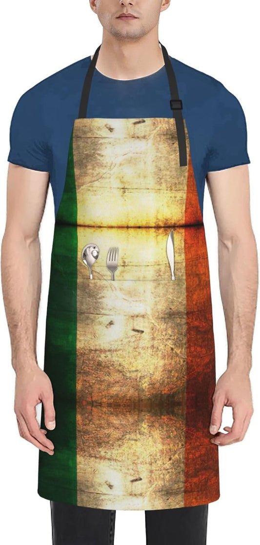 Irish Flag Print Laundry apron 28x33 In Waterproof Kitchen Apron with Pockets for Cooking Baking