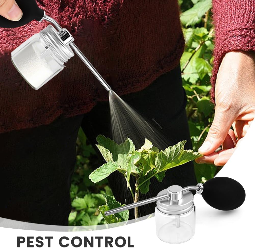 Diatomaceous Earth Powder Duster, Bulb Duster Garden Duster Applicator, Puffer Dispenser Spreader to Diatomaceous Earth with Metal Tube, for Indoor and Outdoor Use