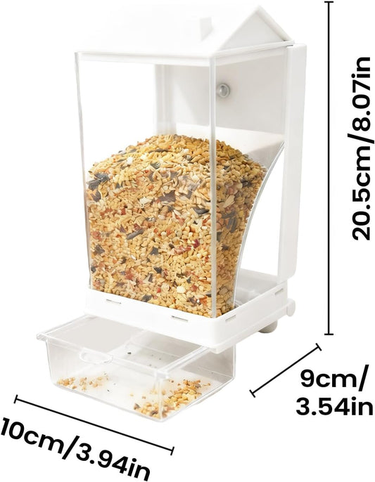 Automatic Bird Feeder, Spill Proof Container, 8.07x3.93x3.54 Inches Gear with Secure Hook Build, Removable Outdoor Supply, Modern Feeding Tool with Sleek Style, Daily Utility for Family Friends Garden