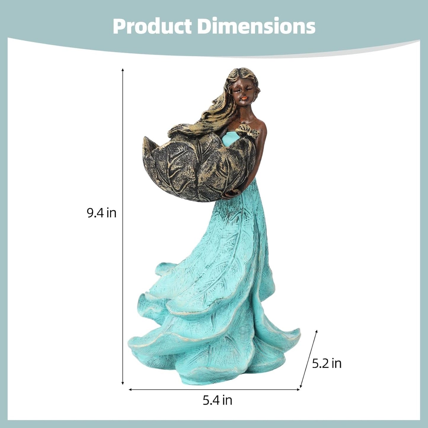 Fairy Garden Statue Bird Feeder, Resin Outdoor Bird Feeder Sculpture, Goddess Statue Decorative Birdbath, Weatherproof Yard Art, Fairy Figure for Patio, Porch, Lawn, Entryway