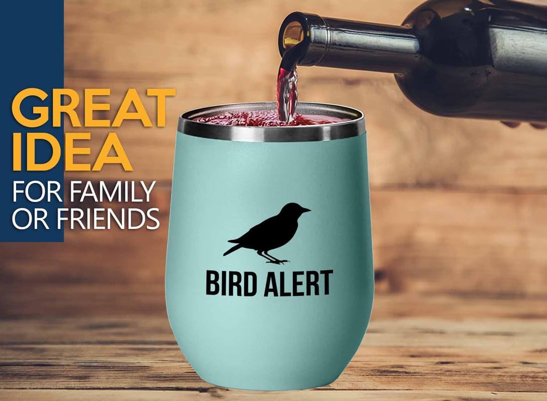 Birding Teal Edition Wine Tumbler 12oz - Bird alert - Bird Feeder Backyard Birdwatcher Gifts Birding Bird Lover