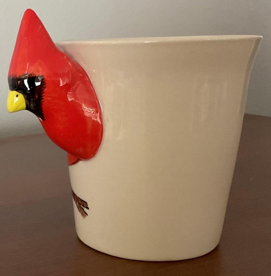 SassyXpressions Cardinal Coffee Mug & Small Planter Pot Handcrafted Red Bird Design – Novelty Decorative Ceramic Tea Mug & Mini Plant Holder, Unique Gift for Bird Lovers, Office & Home Decor