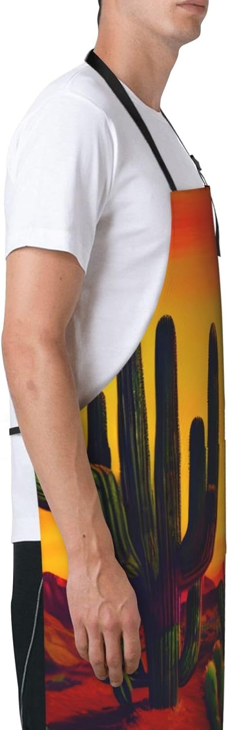 Cactus in Desert Print Laundry apron 28x33 In Waterproof Kitchen Apron
