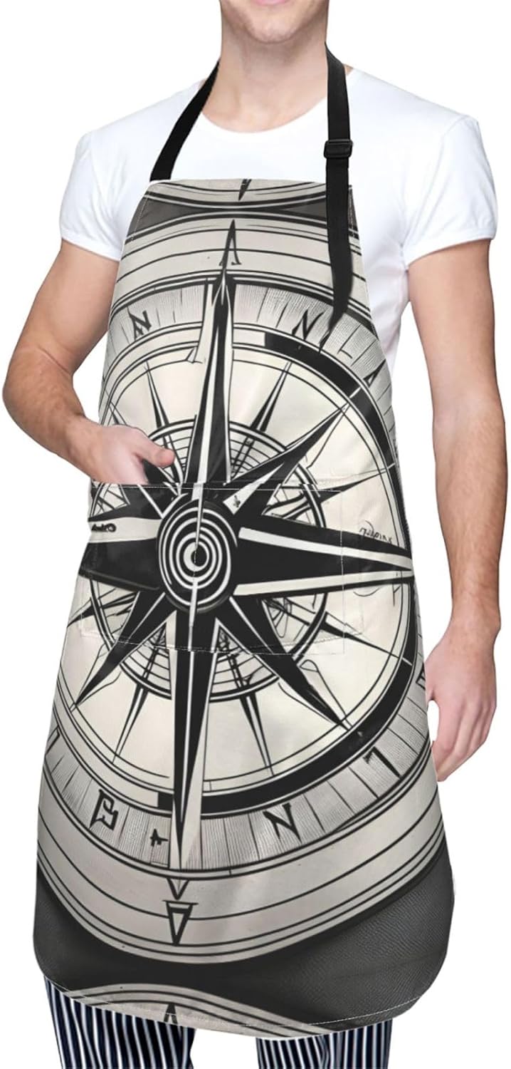 Law of the Compass Navigation 1 Print 28 x 33in Waterproof Apron with Pockets Fashionable Versatile Smock for Baking