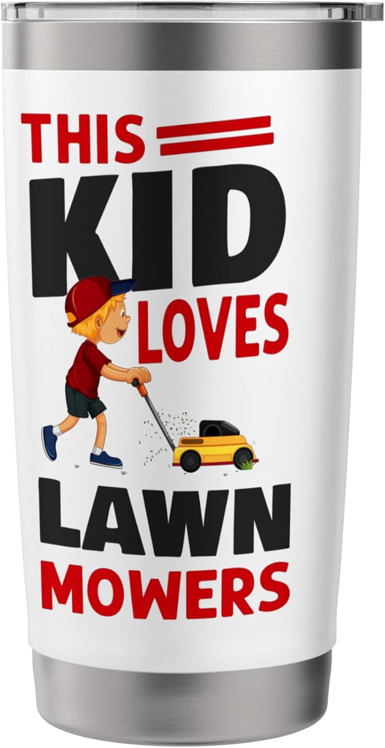 Lawn Mower Mowing Dad Father Landscaper This Kid Loves Lawn Stainless Steel Insulated Tumbler