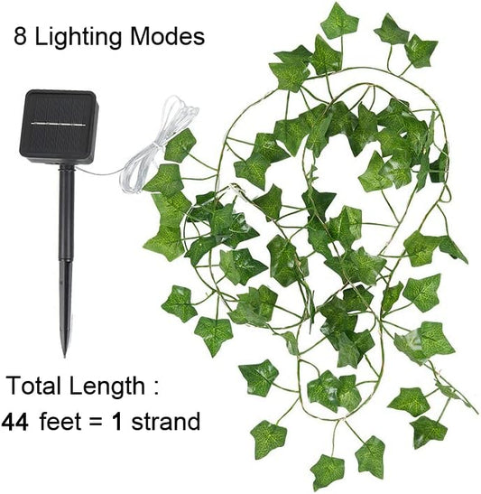 Contatto 41 Feet Solar String Lights with Waterproof LED Outdoor Decor, Artificial Ivy Vines, Patio, Balcony, Garden, Party