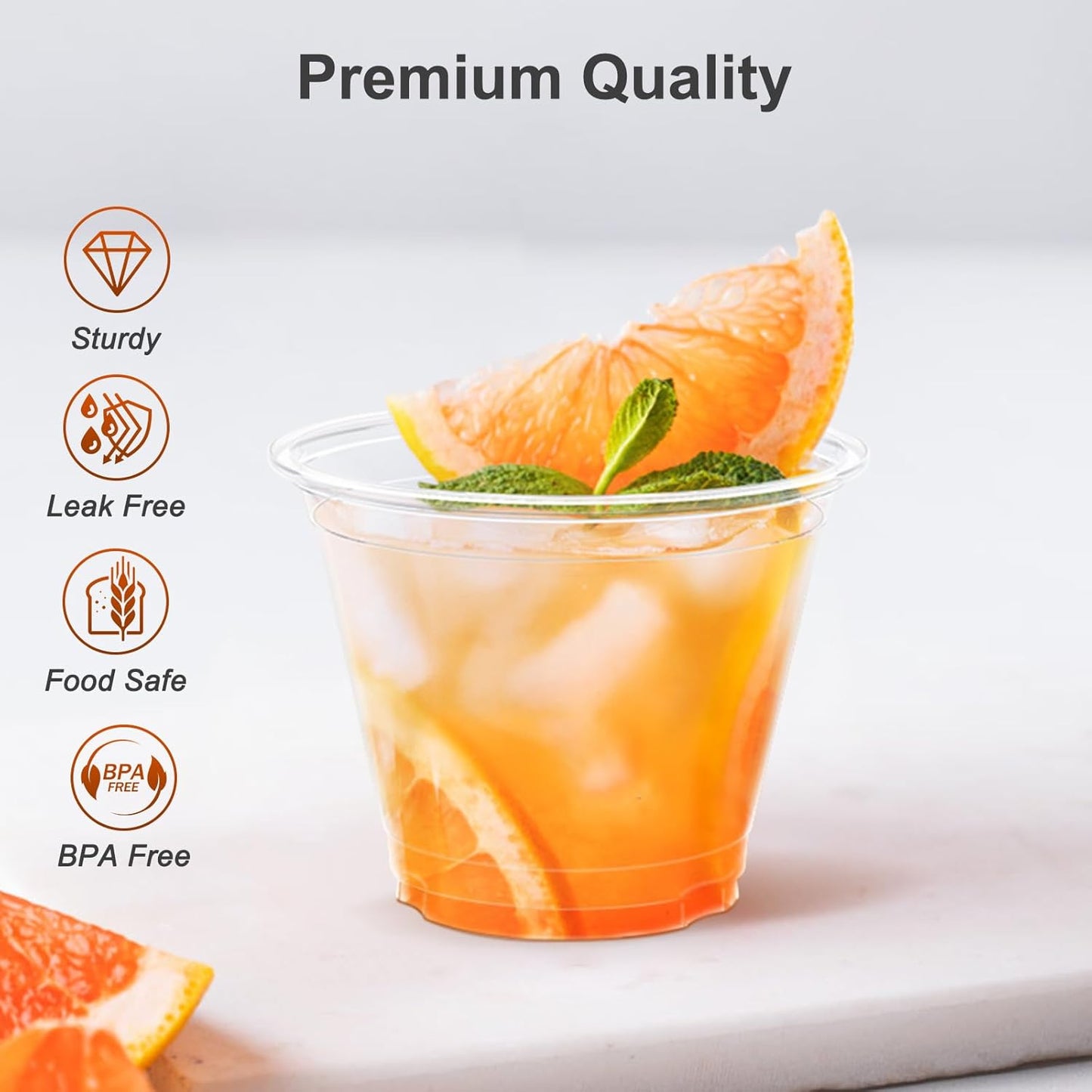 100 Pack 9 oz Clear Plastic Cups, Sturdy & Food Safe Disposable Plastic Cups for Wine Cocktail Punch