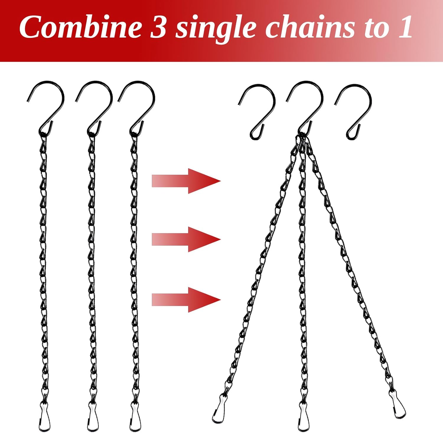 12PCS 9.5 Inch Black Hanging Chains with 12pcs Ceiling Hooks, Garden P