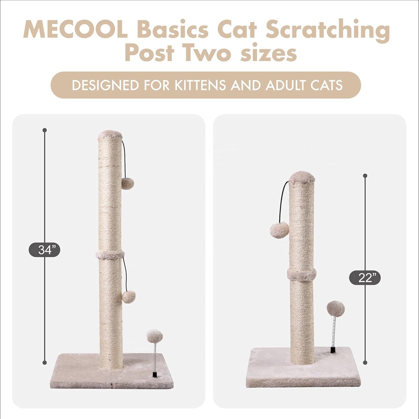 MECOOL Cat Scratching Post Premium Basics Kitten Scratcher Sisal Scrat