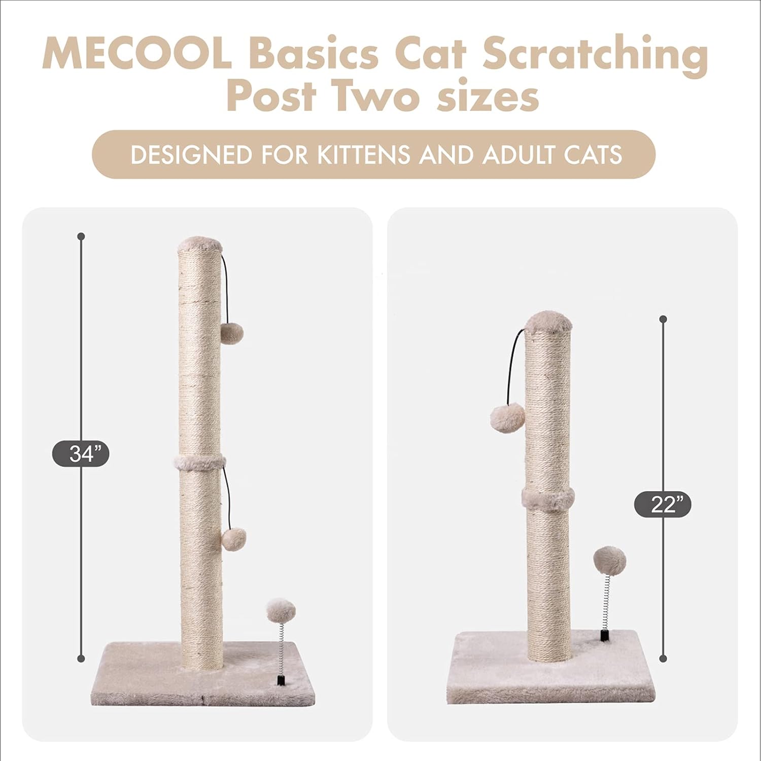 MECOOL Cat Scratching Post Premium Basics Kitten Scratcher Sisal Scrat