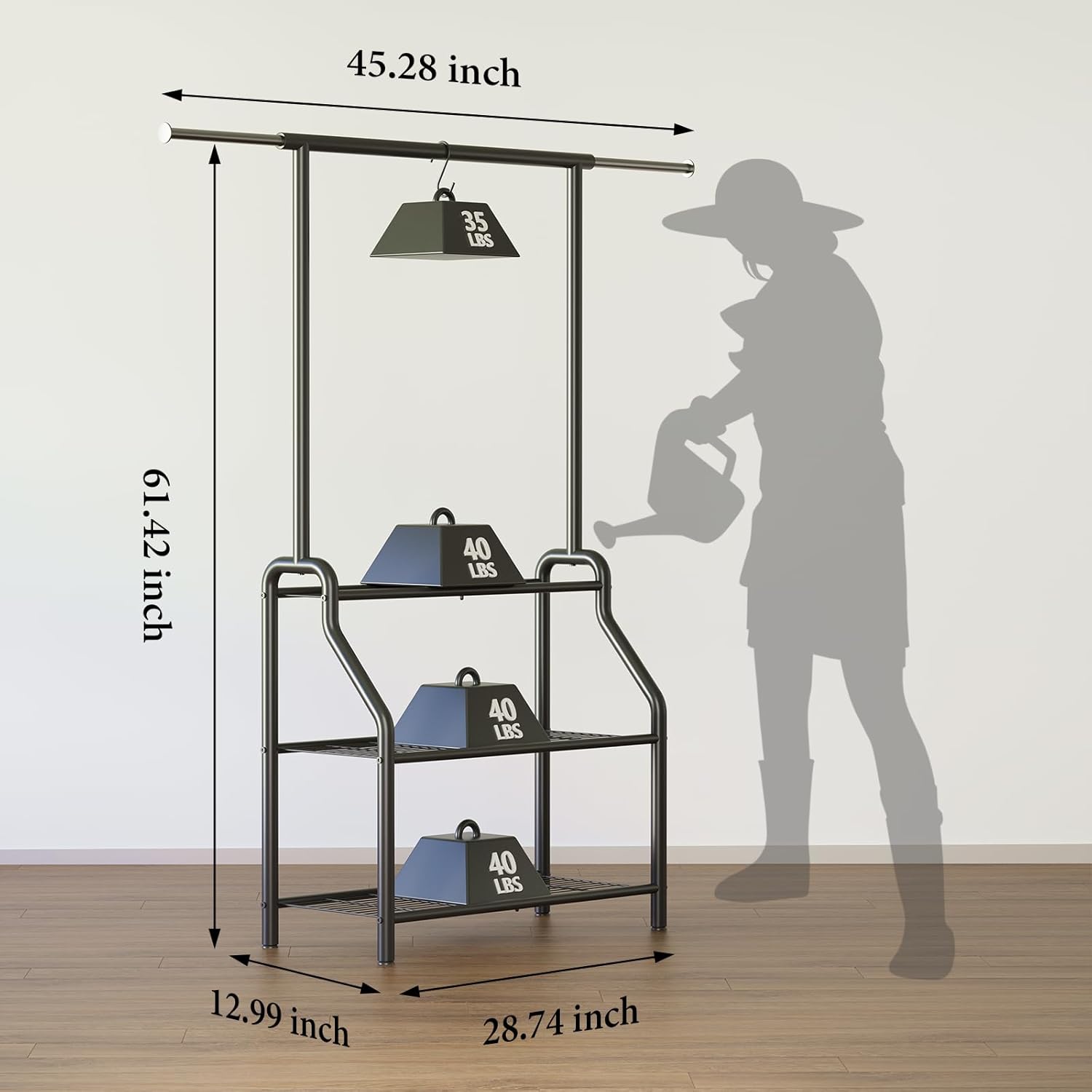 Plant Stand Indoor Outdoor, 3-Tier Heavy Duty Metal Hanging Plant Shel