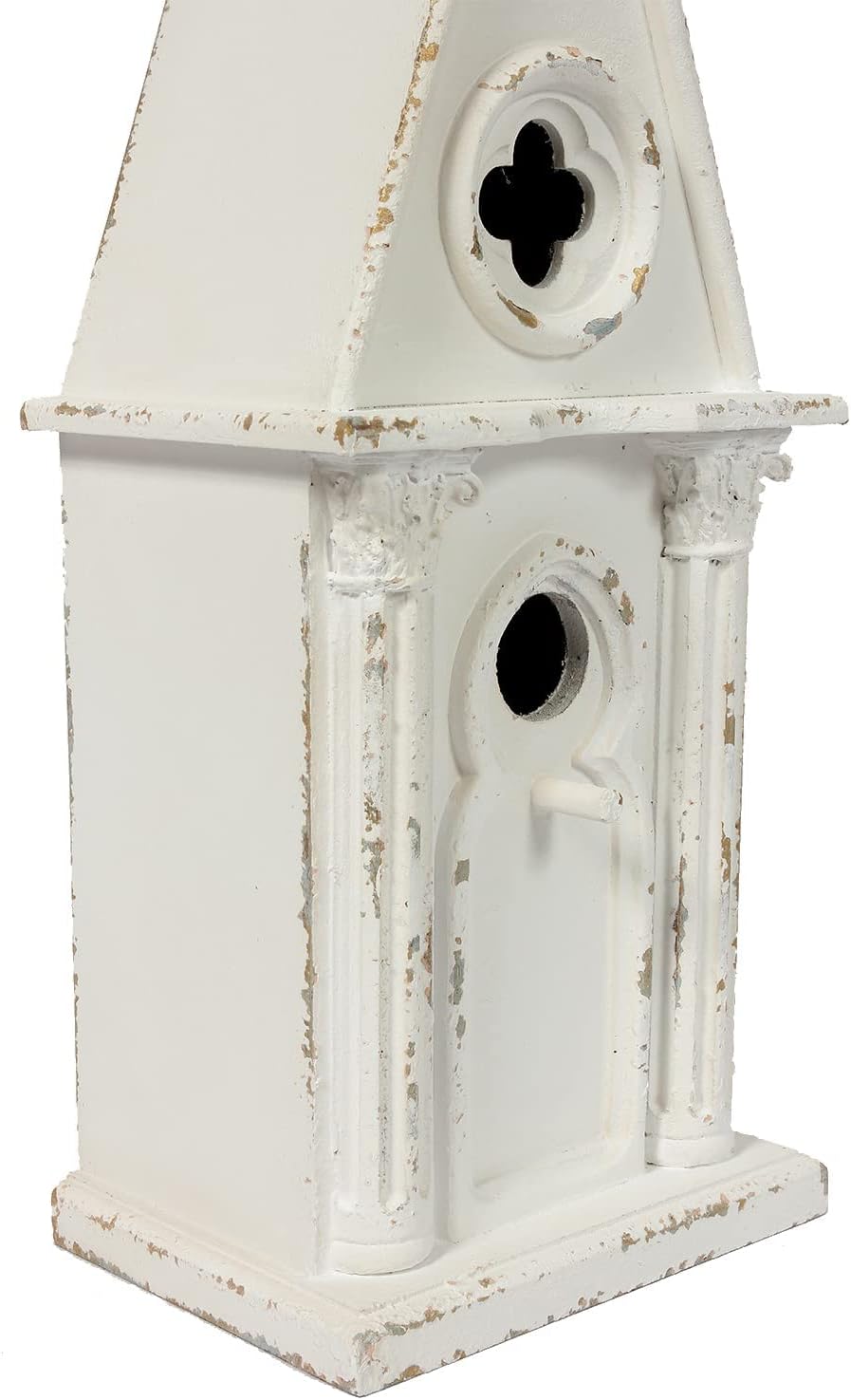 22.4" H Wooden Birdhouse, Hanging Bird Houses for Outside with Pole for Finch, Bluebird, Cardinals, Vintage Church Bird House Garden Patio, Distressed Wood Birdhouse Country Cottages
