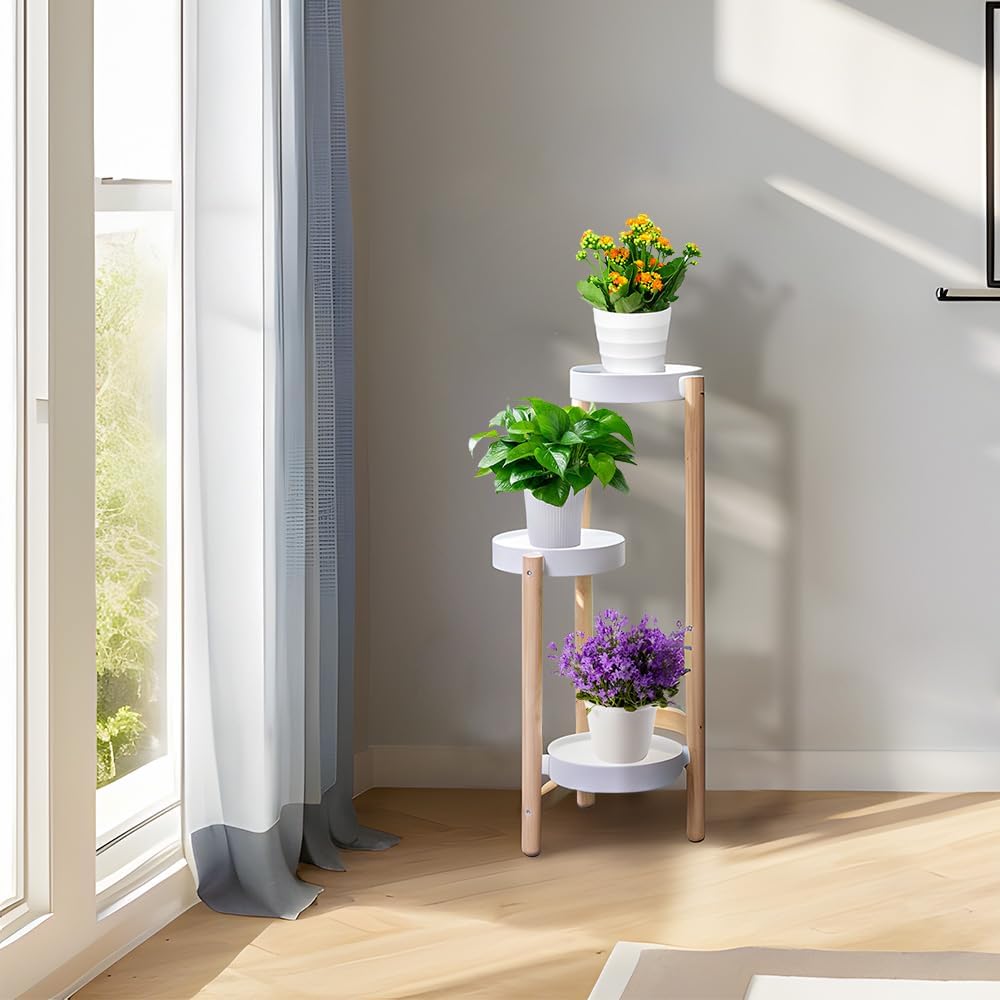 Plant Stand Indoor, 3 Tier Bamboo Plant Stands Corner Plant Stand for Multiple Plants, Tall Plant Shelf Plant Holders for Indoor, Outdoor, Corner, Living Room, Balcony, and Bedroom