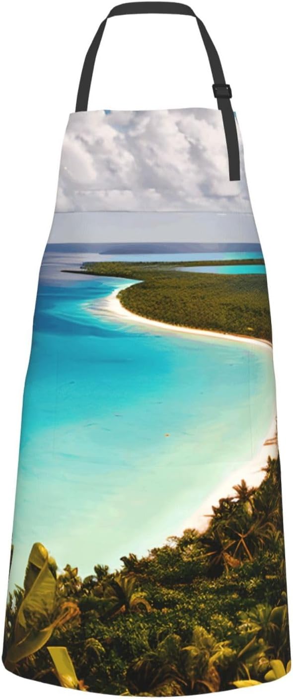 YANYU island of cuba Print 28x33 In Kitchen Apron Stylish Chef Apron with Pockets for Cooking Baking Painting