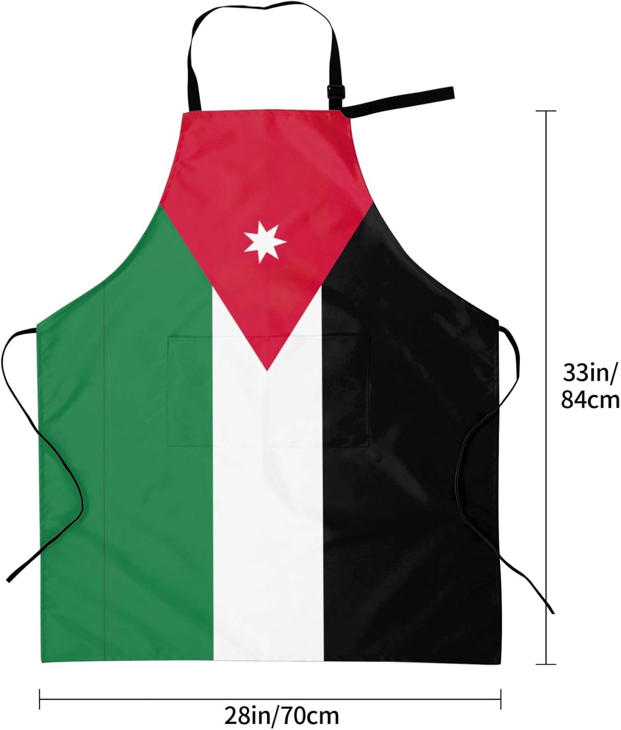 Jordanian flag print Waterproof chef's apron with pocket apron for kitchen cooking baking barbecue and gardening