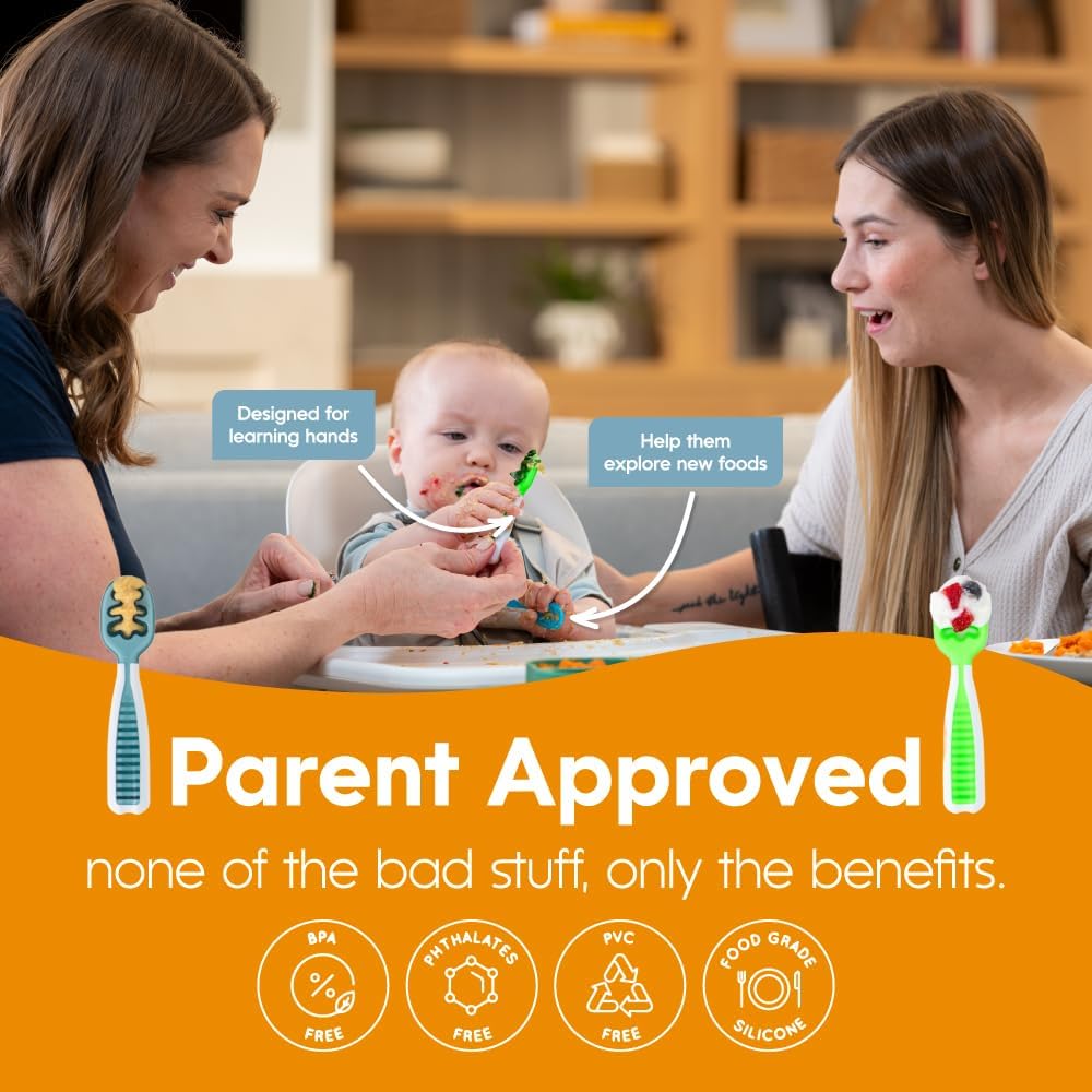 NumNum Baby Spoons Set, Feeding Littles x Silicone Pre-Spoon GOOtensil