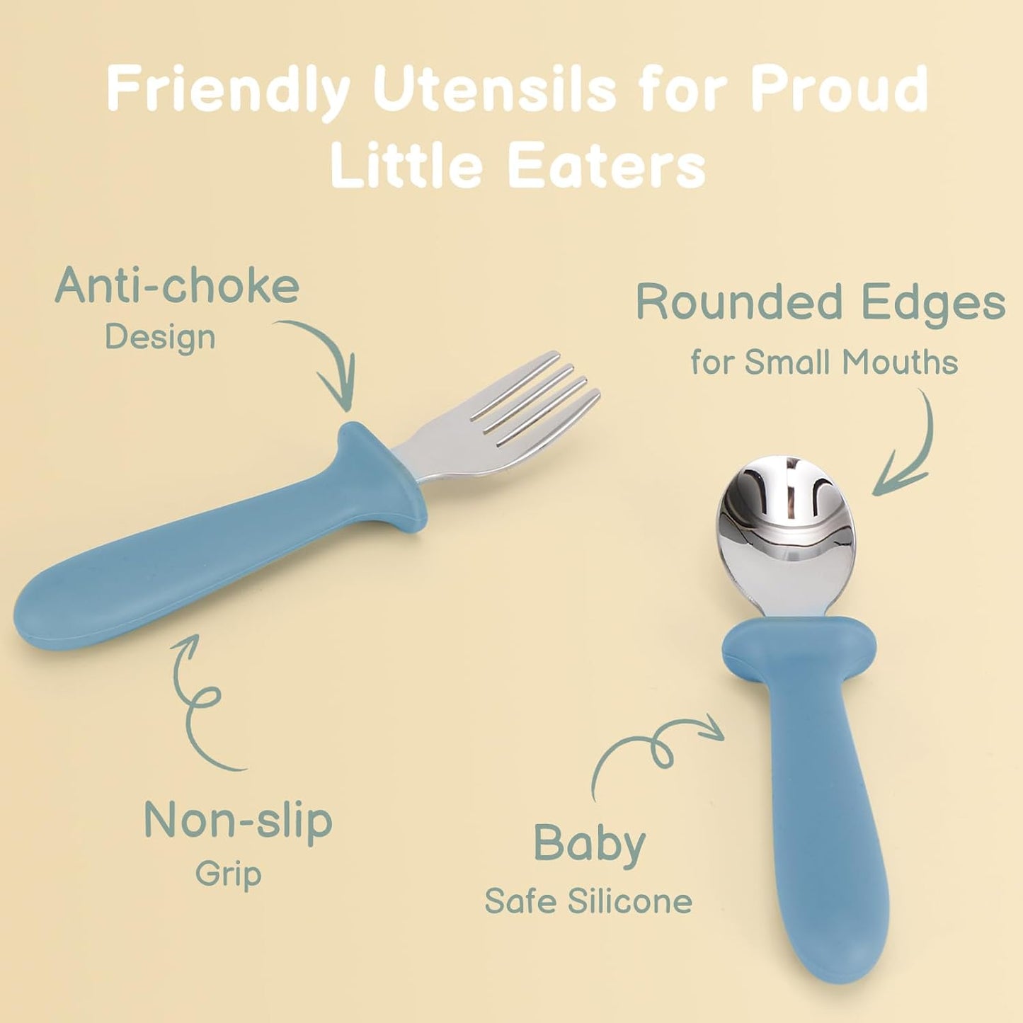 Toddler Utensils, 6 Pack kids Silverware Set with Silicone Handle, 18/