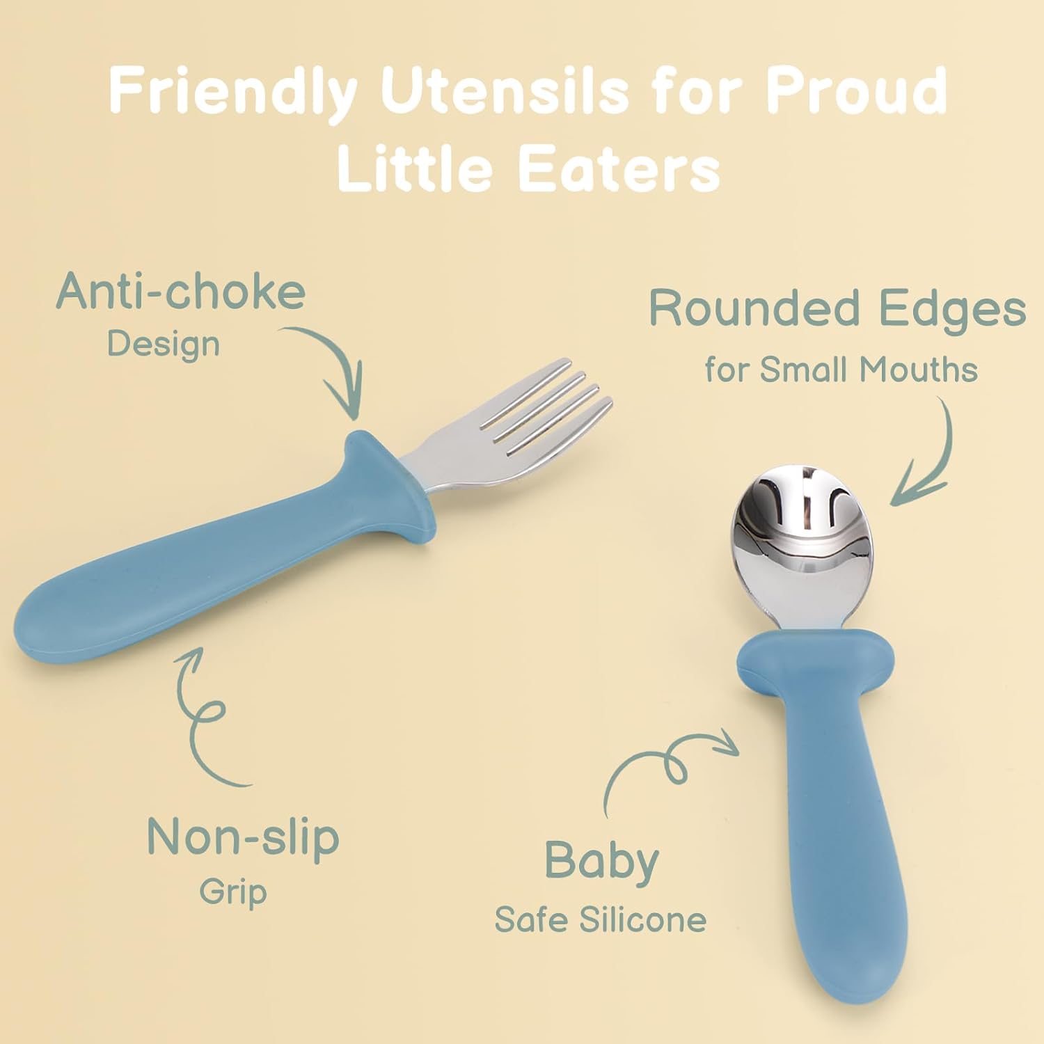 Toddler Utensils, 6 Pack kids Silverware Set with Silicone Handle, 18/