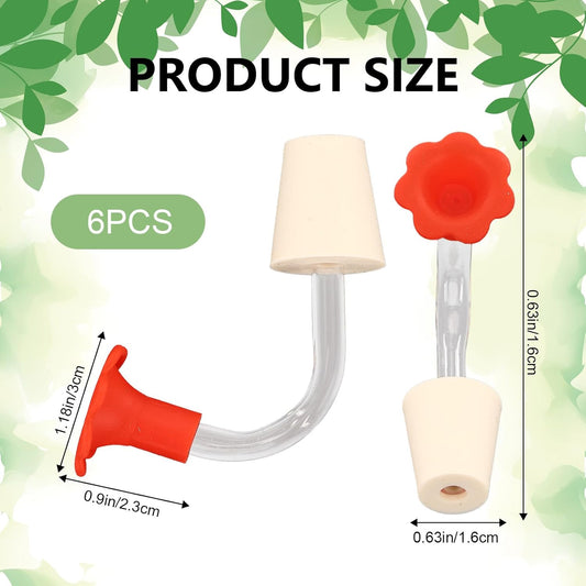 Floral Tip Hummingbird Feeder Tubes, Hummingbird Feeder Replacement Parts, Outside Flower Bird Water Feeders Tubes Stoppers, Drip Resistant Tip Silicone Flowers for Outdoor Tree Window