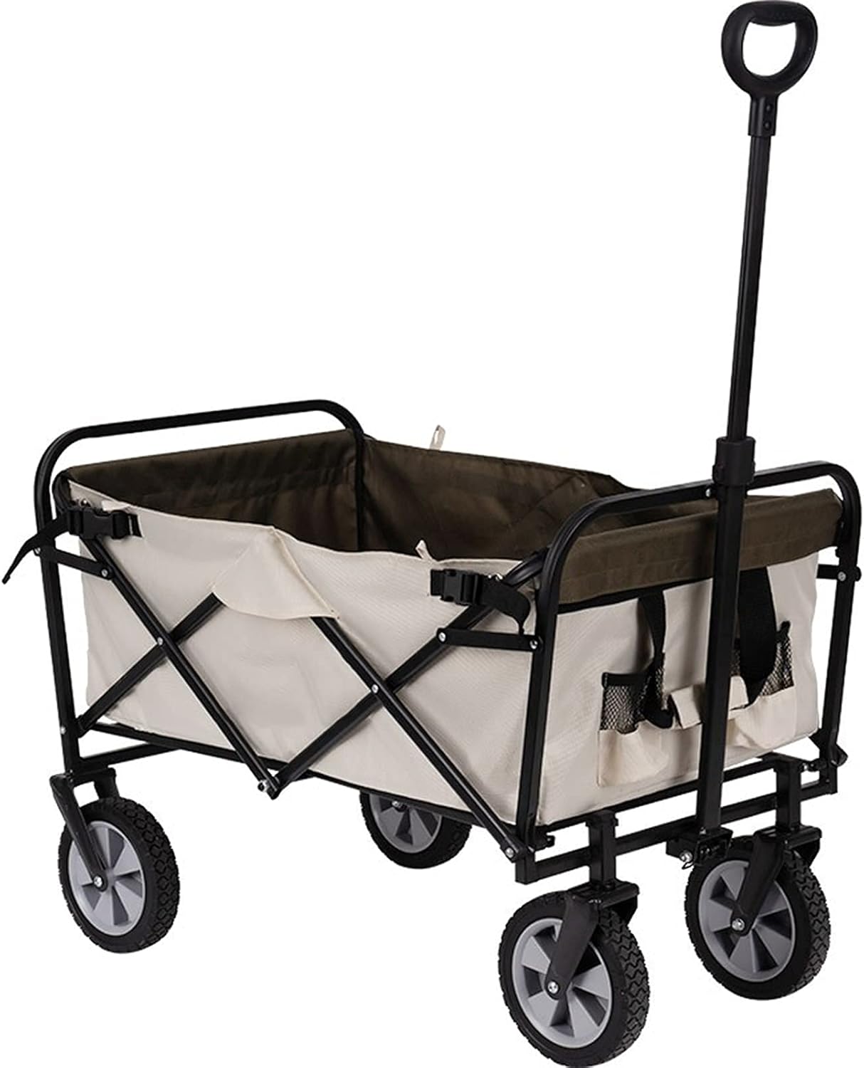 Camping Wagon, Folding Garden Cart, Shopping Trolley Collapsible, Heavy Duty Utility Use with Side Bag and Storage Bag - (Gray) (Gray)