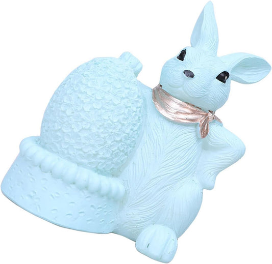 Solar Powereds Resins Rabbits and Eggs Garden Statue with LED Light for Outdoor Decoration and Easters