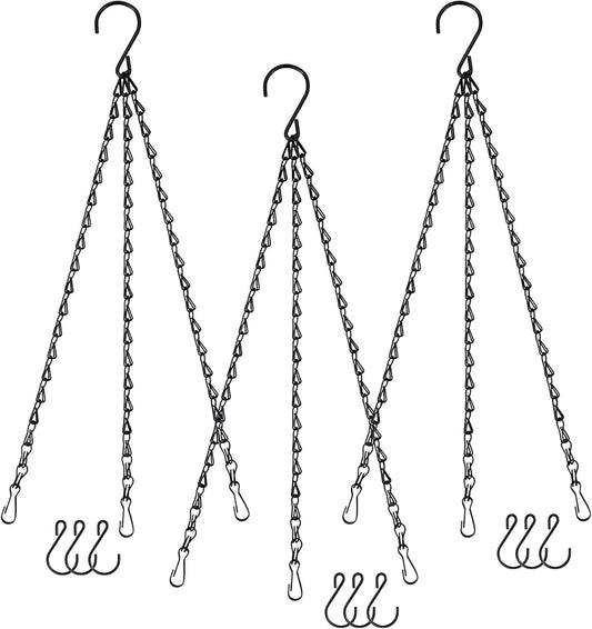 Hanging Chains for Planters Bird Feeders, 19.3 Inches Black Hanging Baskets Chain Sets for Outdoor/Indoor Lanterns Billboards Chalkboards Wind Chimes and Decorative Ornaments
