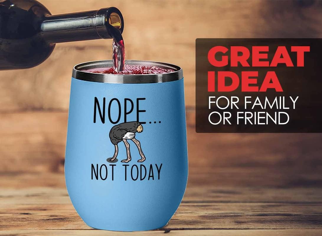 Bird Lover Blue Edition Wine Tumbler 12oz - Nope not Today - Hummingbi