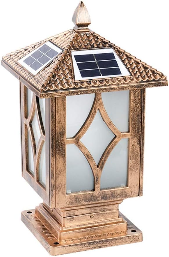 Outdoor Street Lights lamp Pillar Waterproof Solar Wall Retro Garden Column Headlights e