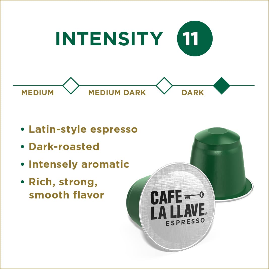 Cafe La Llave Latin Style Espresso Pods, Dark Roast, Compatible with N