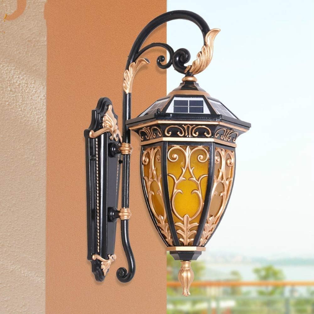 Wall Mounted Light Solar Aluminum Glass LED Wall Lantern European Retro Outdoor Waterproof Metal Outdoor Wall Lamp Nordic Vintage Villa Courtyard Garden Aisle Wall Sconce Lighting Reading Light